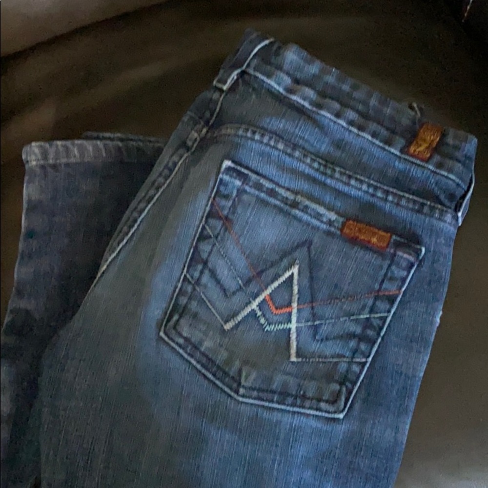 7 for all Mankind boot cut jeans.